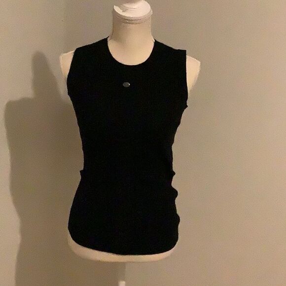 Authentic Chanel Black Cashmere sleeveless sweater top Size 38 - Picture 1 of 16